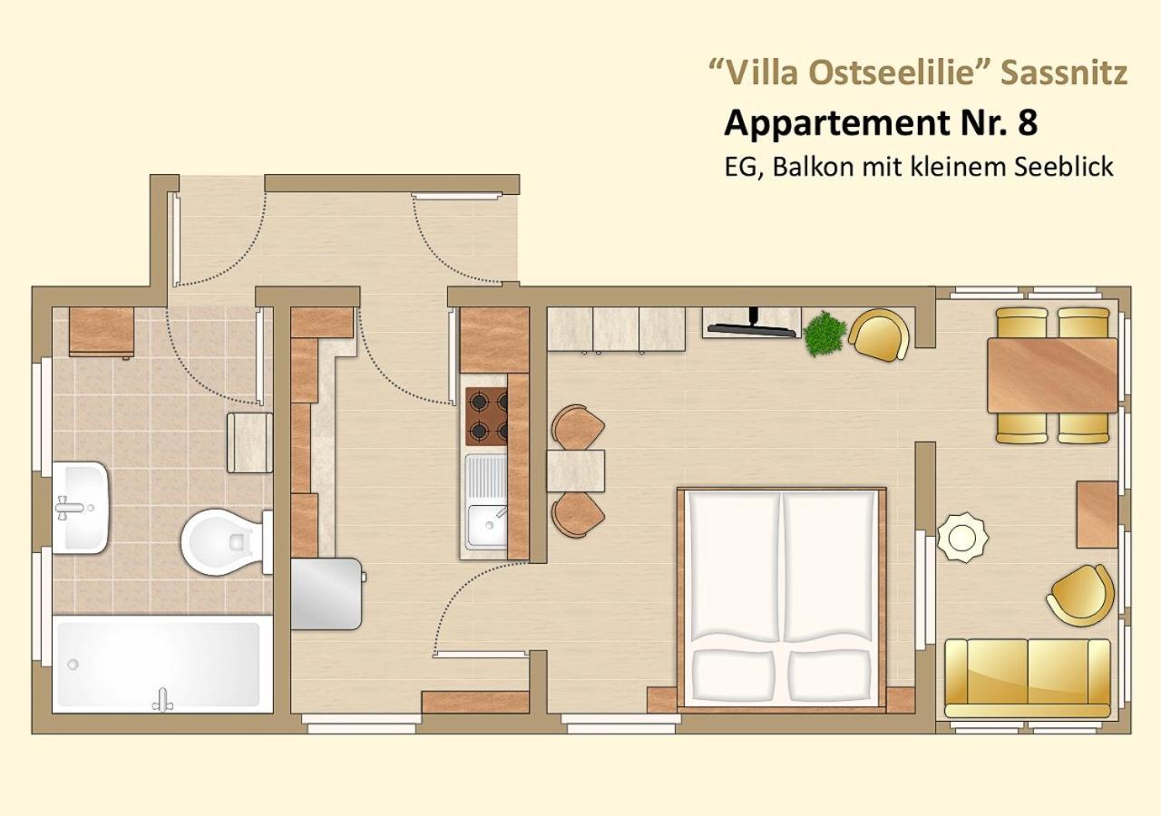 Villa Ostseelilie - Appartements Mit Balkon Und Meerblick Засниц Номер фото