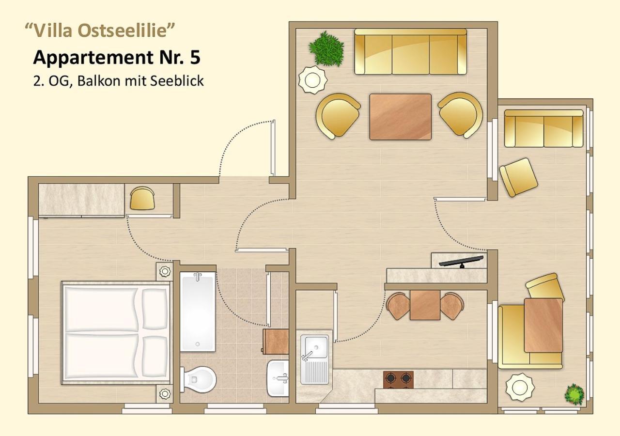 Villa Ostseelilie - Appartements Mit Balkon Und Meerblick Засниц Номер фото