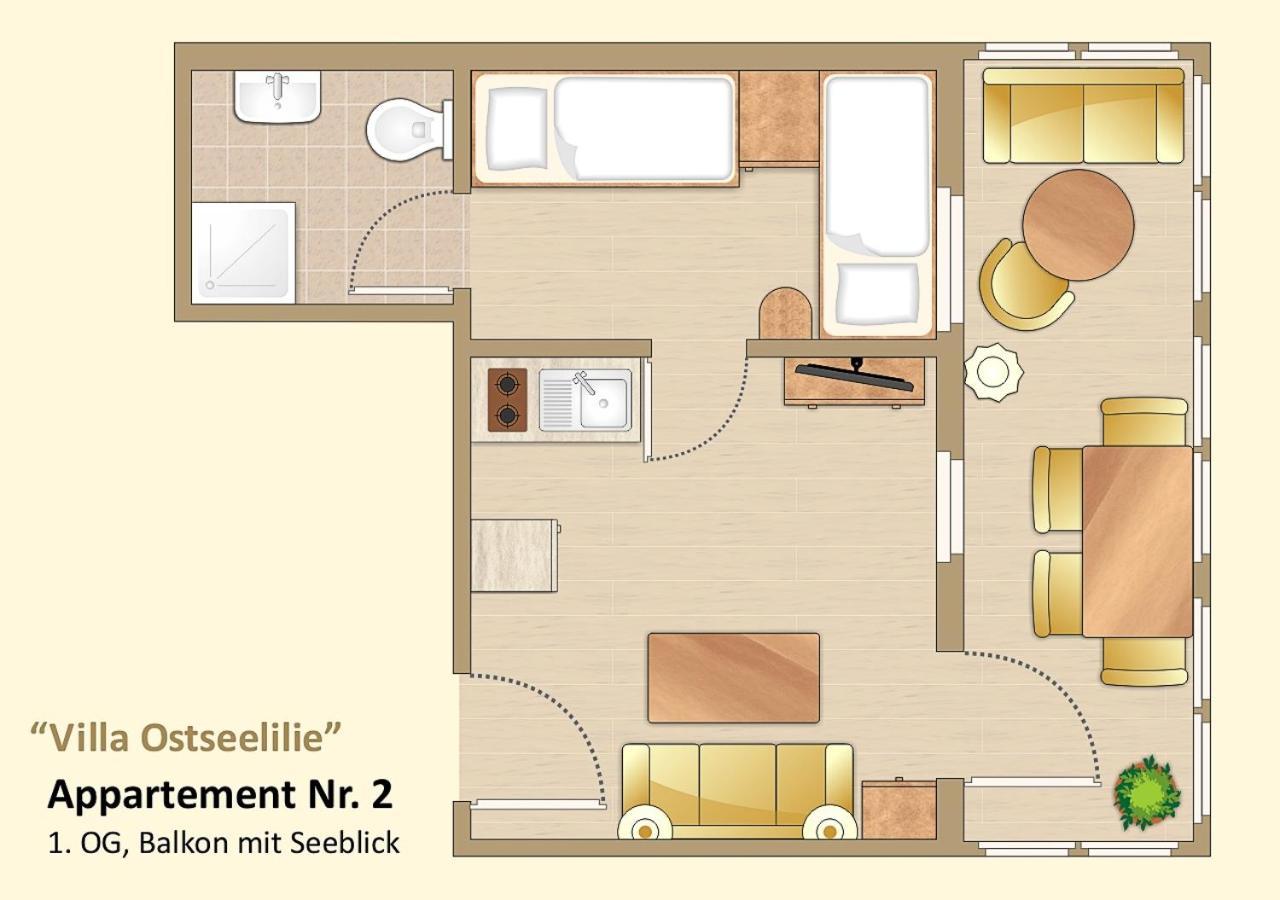 Villa Ostseelilie - Appartements Mit Balkon Und Meerblick Засниц Номер фото
